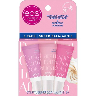 eos 24H Moisture Super Balm Minis - Vanilla Cannoli, Creme Brulee, Espresso Martini - 0.507 fl oz/3pk