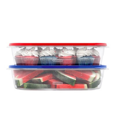 Rubbermaid 2pc TakeAlongs 1.0G/3.7L Rectangle Summer Food Storage Containers - Red/Blue Large