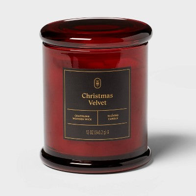 Wooden Wick Velvet Christmas Jar Candle 12oz - Threshold