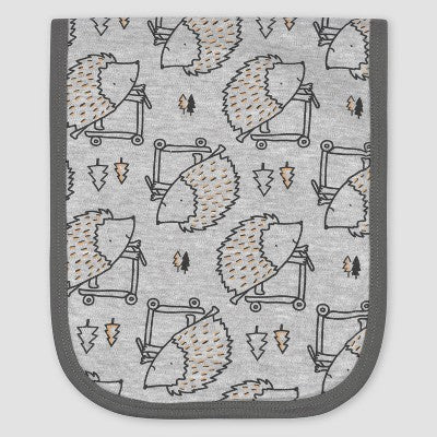 Gerber Baby Boys' 4pk Hedgehog Interlock & Terry Burp Cloth - White/Gray/Yellow