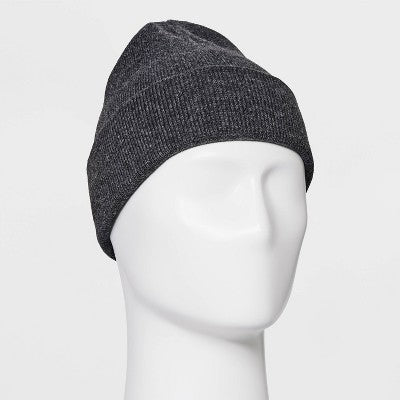 Men's Knit Cuffed Beanie - Goodfellow & Co Charcoal Gray