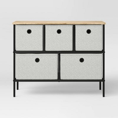36" Wide Fabric Bin 5 Dresser Black Frame - Room Essentials (LOCAL PICKUP ONLY)