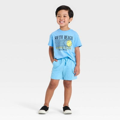 Toddler Boys' Miami Tennis Club Oversized T-Shirt - Turquoise 3T