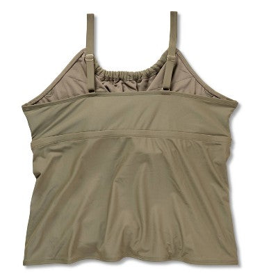 Women's Post Mastectomy Shirred Tankini Top Shade & Shore Green X
