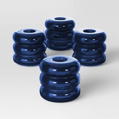 4pk Bubble Glass Taper Candle Holder Blue - Room Essentials