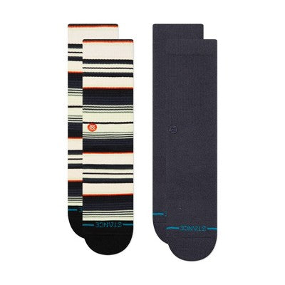 STANCE Men's Striped Duncans Crew Socks 2pk - Navy Blue/Gray/White 6-12