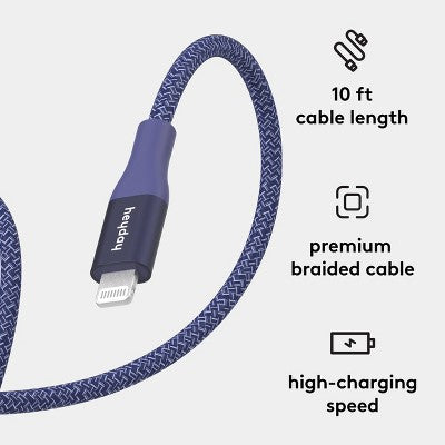 10' USB-A to Lightning Braided Cable - heyday Future Dusk