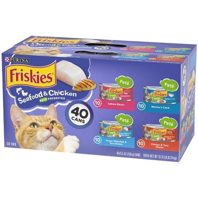 Purina Friskies Pate Tuna, Salmon, Fish & Chicken Favorites Wet Cat Food - 5.5oz/40ct Variety Pack (LOCAL PICKUP ONLY)