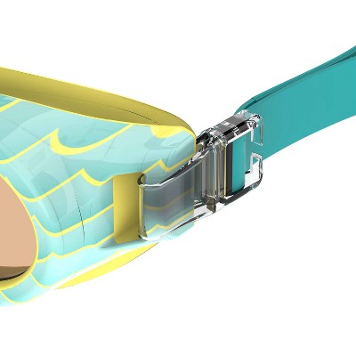 Speedo Junior Glide Print Swim Goggles - Turquoise Wave: For Ages 6-14, Polycarbonate & Silicone Materials