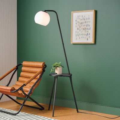 Shelf Floor Lamp with USB Black - Room Essentials