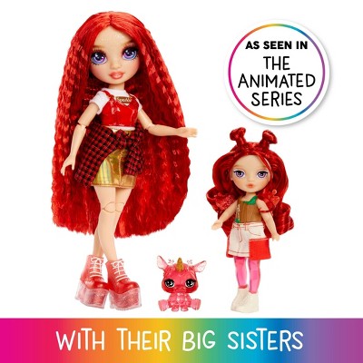 Rainbow High Littles Rainbow Fantasy Fairies + Pet - Apple, Red 5.5" Small Doll & Fantasy Deer