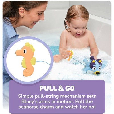 Tomy Swimming Bluey Bath Toy with Seahorse- Water Toy for Tub or Pool