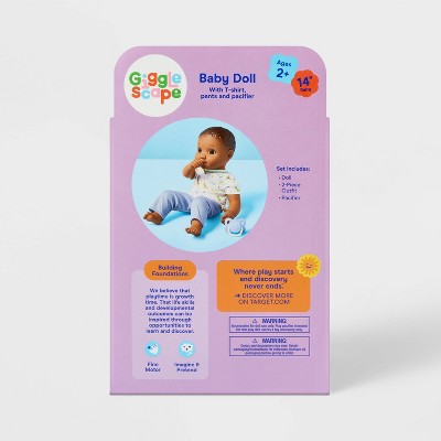 14" Boy Baby Doll - Dark Brown Hair + Brown Eyes - Gigglescape