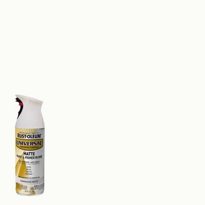 Rust-Oleum Universal Spray Paint Matte Farmhouse White: Interior & Exterior, Wood & Metal, Oil-Based, 12 oz