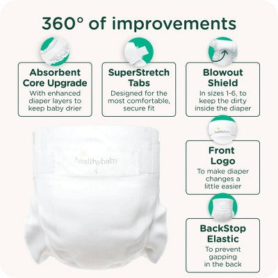 HealthyBaby Certified Safe Organic Cotton Enhanced Diapers - Size 3 - 56ct