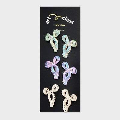 Girls' 6pk Bow Claw Clip Set - art class