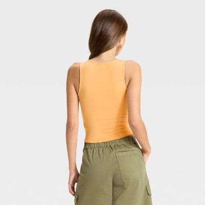 Women's Asymmetrical Hem Tank Top - Wild Fable Peach Orange XS