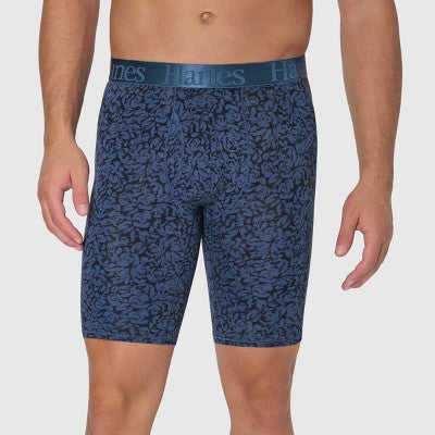 Hanes Originals Premium Men's SuperSoft Long Leg Boxer Briefs 3pk - Blue/Green/Gray M: Tagless, Moisture Wicking, Stretch Knit Fabric