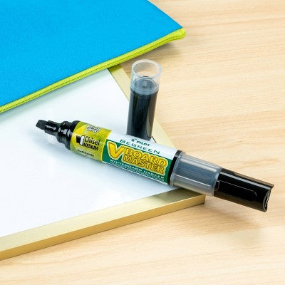 Pilot 3pk VBoard Master Dry Erase Markers Chisel Tip Black Ink with Bonus Refills