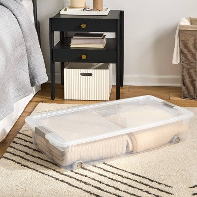 60qt Latching Clear Storage Box with Gray Latches - Brightroom (LOCAL PICKUP ONLY)