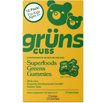 Gruns Kids' Low Sugar Superfoods Greens Gummies - 96ct/12 Servings