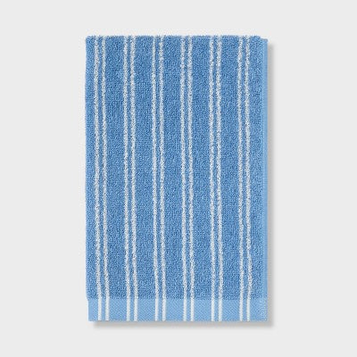 6pc Everyday Striped Dorm Towel Set Blue/White - Room Essentials