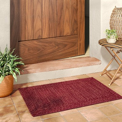 2'x3' Natural Woven Rectangular Braided Outdoor Area Rug Rose - Threshold (LOCAL PICKUP ONLY)