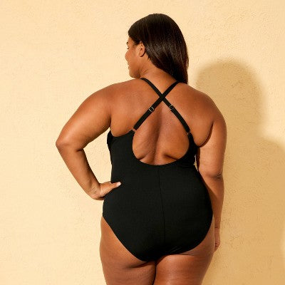 Women's Long Torso Ribbed Cheeky One Piece Swimsuit S