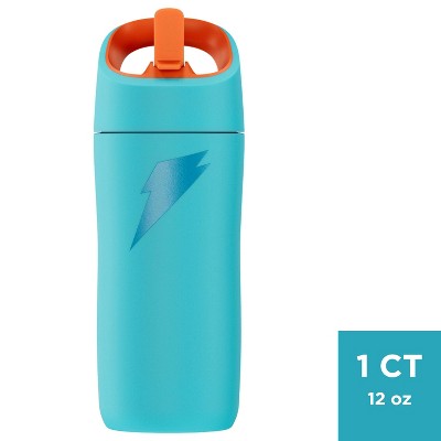 Gatorade 12oz Stainless Steel Water Bottle - Light Blue: Portable Drinkware, Plastic Lid