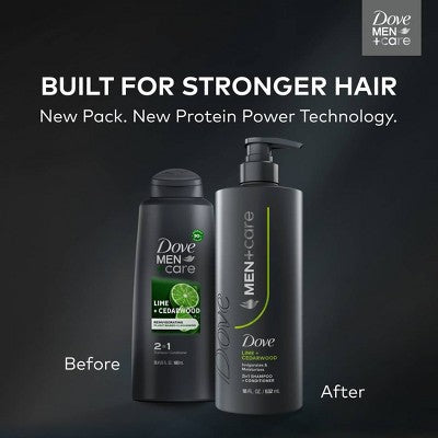 Dove Men+Care 2-in-1 Lime + Cedarwood Shampoo and Conditioner - 18 fl oz