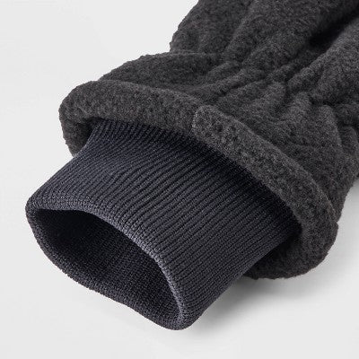 Toddler Quilted Fleece Mittens - Cat & Jack Black 12-24M