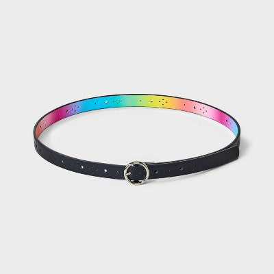 Girls' 3pk Rainbow Belt Set - Cat & Jack S: Adjustable Skinny Belts with Buckle Closure, Kids Apparel Accessories
