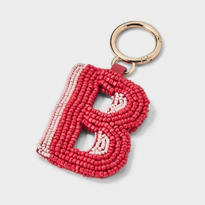 Beaded Monogram Letter B Bag Charm - A New Day Red