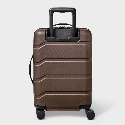 Hardside Carry On Spinner Suitcase with Front Pocket - Open Story Chocolate: Water-Resistant Luggage (LOCAL PICKUP ONLY)