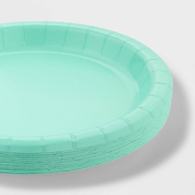 20ct 8.5" Disposable Dinner Plates Teal - Spritz