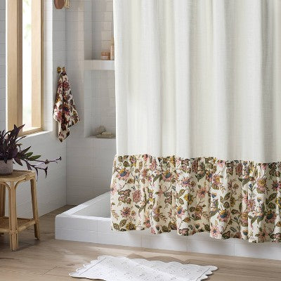 72"x72" Adelaide Floral Ruffles Cotton Slub Shower Curtain - Threshold