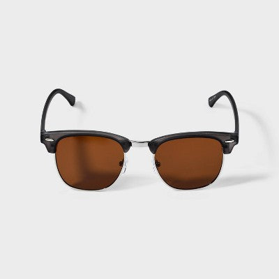 Men's Plastic Retro Browline Square Sunglasses - Goodfellow & Co Charcoal Gray: Maximum UV Protection, Impact-Resistant