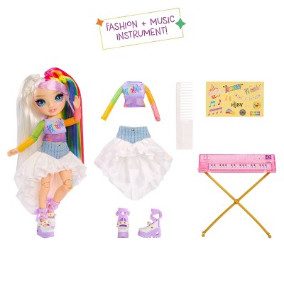 Rainbow High Jr High Rock Band - Amaya, Rainbow 9" Fashion Doll with Keyboard and Stickers