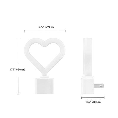 Globe Electric Auto On/Off Neon Pink Heart Night Light