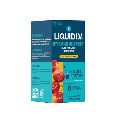 Liquid I.V. Hydration Multiplier Vegan Powder Electrolyte Supplements - Golden Cherry - 0.56oz/10ct