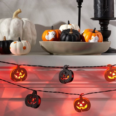 10ct LED Wood Pumpkin Halloween String Lights - Hyde & EEK! Boutique
