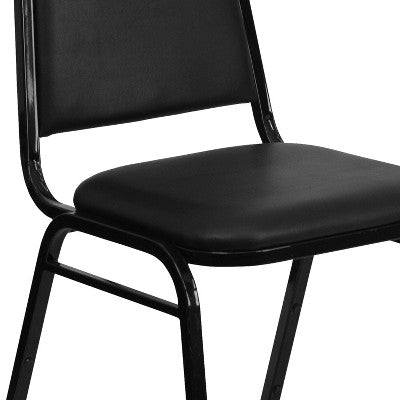 Flash Furniture HERCULES Series Trapezoidal Back Stacking Banquet Chair in Black Vinyl - Black Frame (LOCAL PICKUP ONLY)