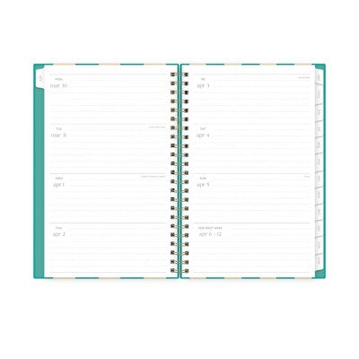 Rhi James for Blue Sky Weekly/Monthly Planner 15 Month Wirebound 5"x8" Textured Paper Hardcover - Teal Stripe
