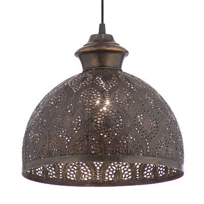 River of Goods 11" Merope Antique Bronze Metal Bowl Shade Pendant Ceiling Light: UL Listed, Adjustable Height