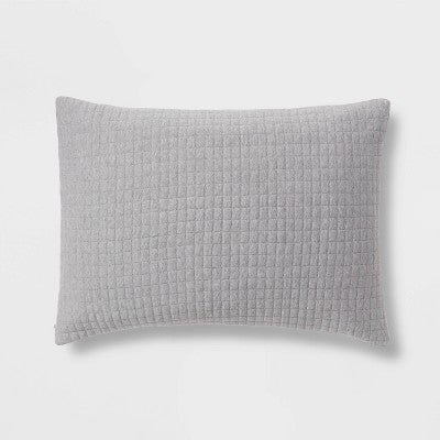 King Jersey Quilt Sham Heather Gray - Threshold: Cotton Knitted, Check Jacquard Pattern, OEKO-TEX Certified