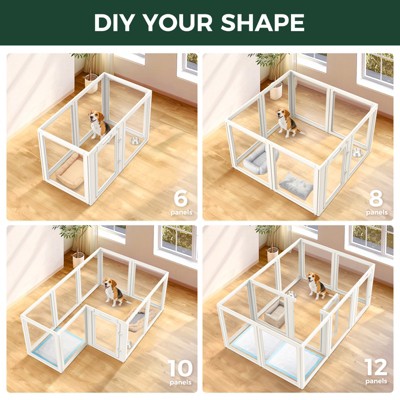 FXW AuraSpace Acrylic Indoor Dog Playpen for Medium Dogs, 35 Inch, 10 Panels, White (LOCAL PICKUP ONLY)
