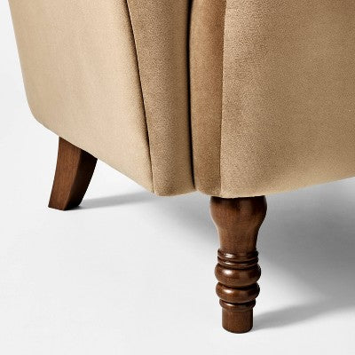Turned Leg Velvet Accent Chair Tan - Threshold designed with Studio McGee (LOCAL PICKUP ONLY)