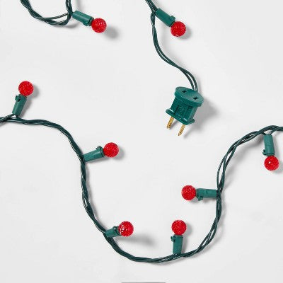60ct LED Faceted Sphere Christmas String Lights Red with Green Wire - Wondershop: Indoor/Outdoor, 3mm LED