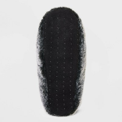 Women's Faux Fur Cozy Pull-On Slipper Socks with Grippers - Black M/L