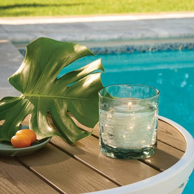Glass LED Citronella Palm Leaf Grotto Scented Candle 3.5oz - Threshold